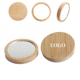 Cute Compact Mini Wooden Pocket Mirrors with Logo