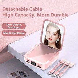 Logo Branded 20000mAh Detachable Charging Cable With Mirror