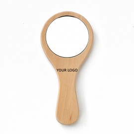 Custom Round Portable Makeup Reusable Holding Wooden Mirror  Custom Round Portable Makeup Reusable Holding Wooden Mirror