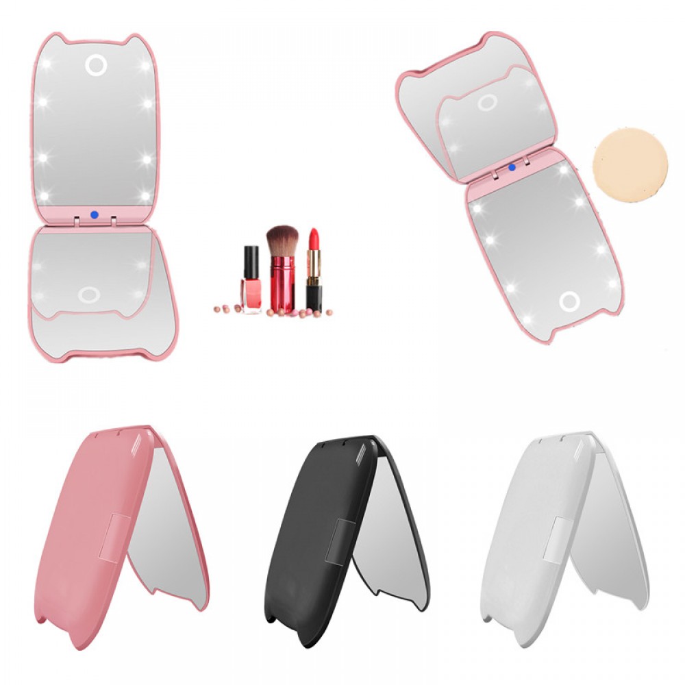 Custom Printed Folding Touch-screen LED Make-up Mirror Custom Printed Folding Touch-screen LED Make-up Mirror