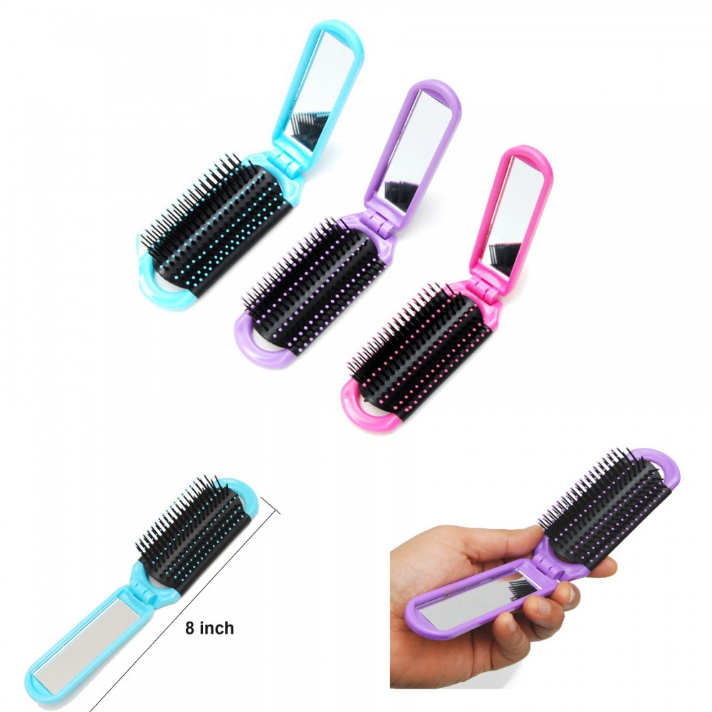 Folding Hair Brush with Mirror Custom Printed Folding Hair Brush with Mirror Custom Printed