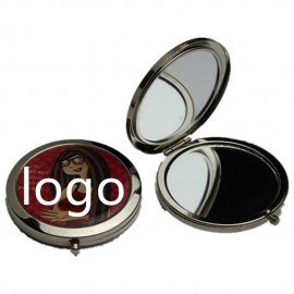Double Sided Circle Compact Mirror with Logo  Double Sided Circle Compact Mirror with Logo