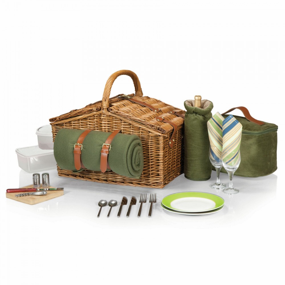Somerset Double Lid Deluxe Picnic Basket w/Service for 2 Logo Branded Somerset Double Lid Deluxe Picnic Basket w/Service for 2 Logo Branded