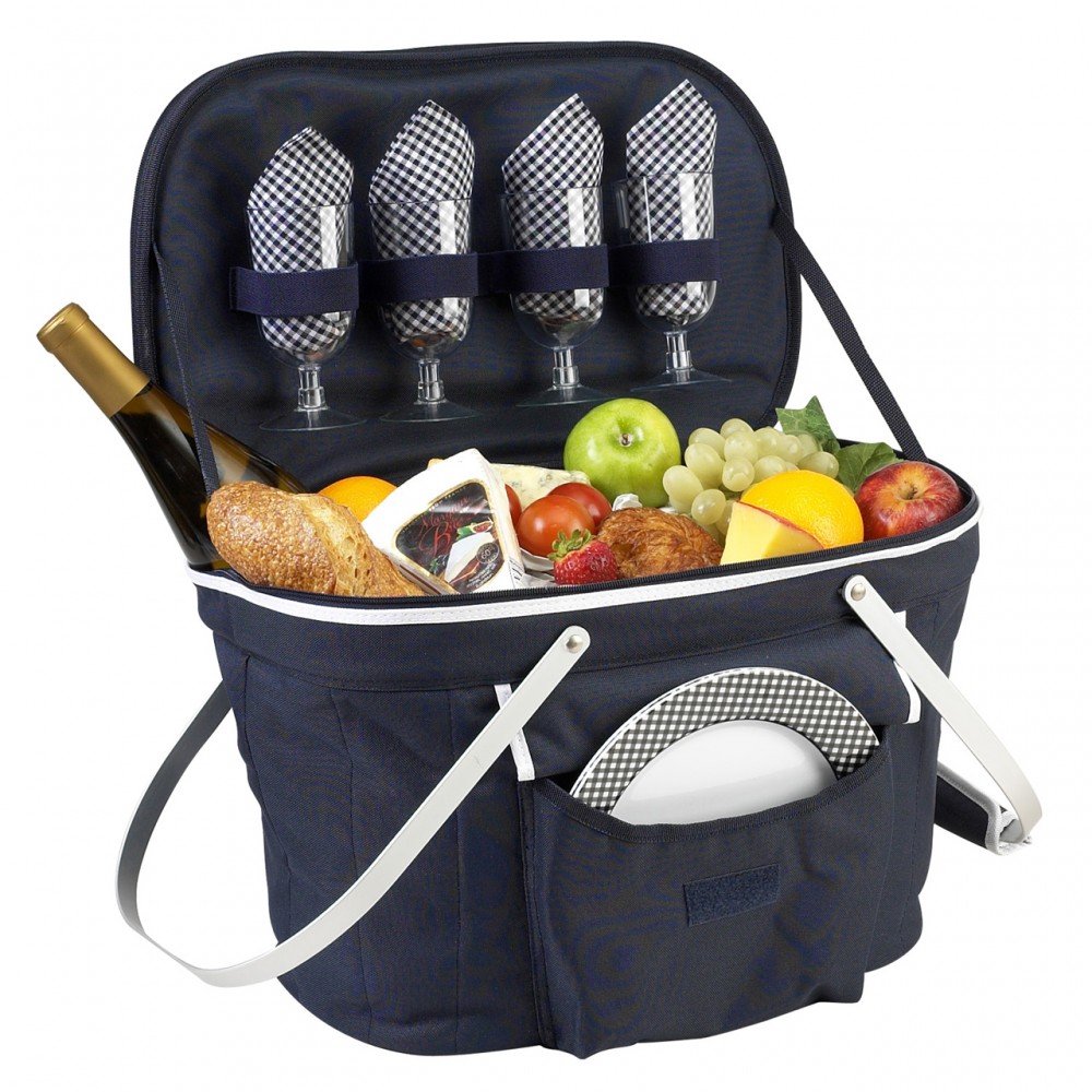 Custom Imprinted Picnic Set for 4 Cooler Basket Custom Imprinted Picnic Set for 4 Cooler Basket