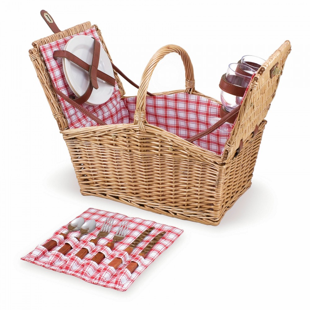 Piccadilly Double Lid Picnic Basket w/Service for Two Logo Branded Piccadilly Double Lid Picnic Basket w/Service for Two Logo Branded