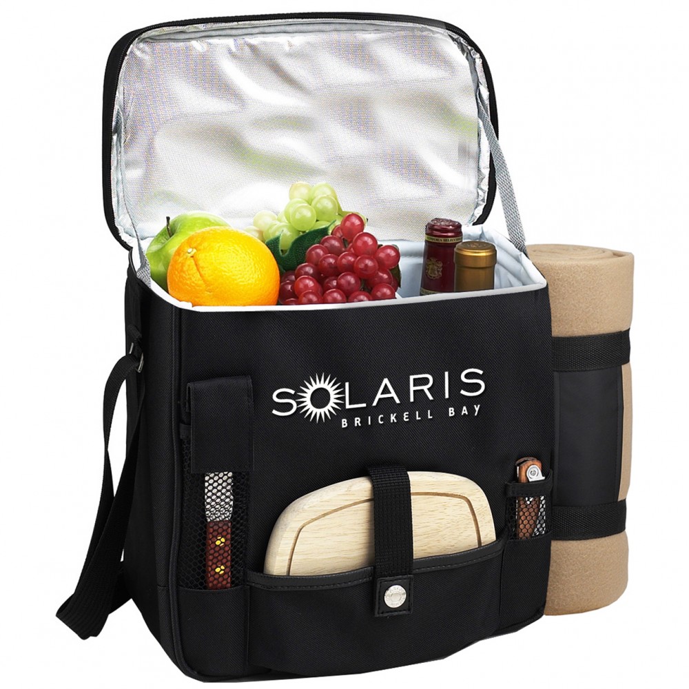 Wine & Cheese Picnic Set with Cooler & Blanket Logo Branded Wine & Cheese Picnic Set with Cooler & Blanket Logo Branded