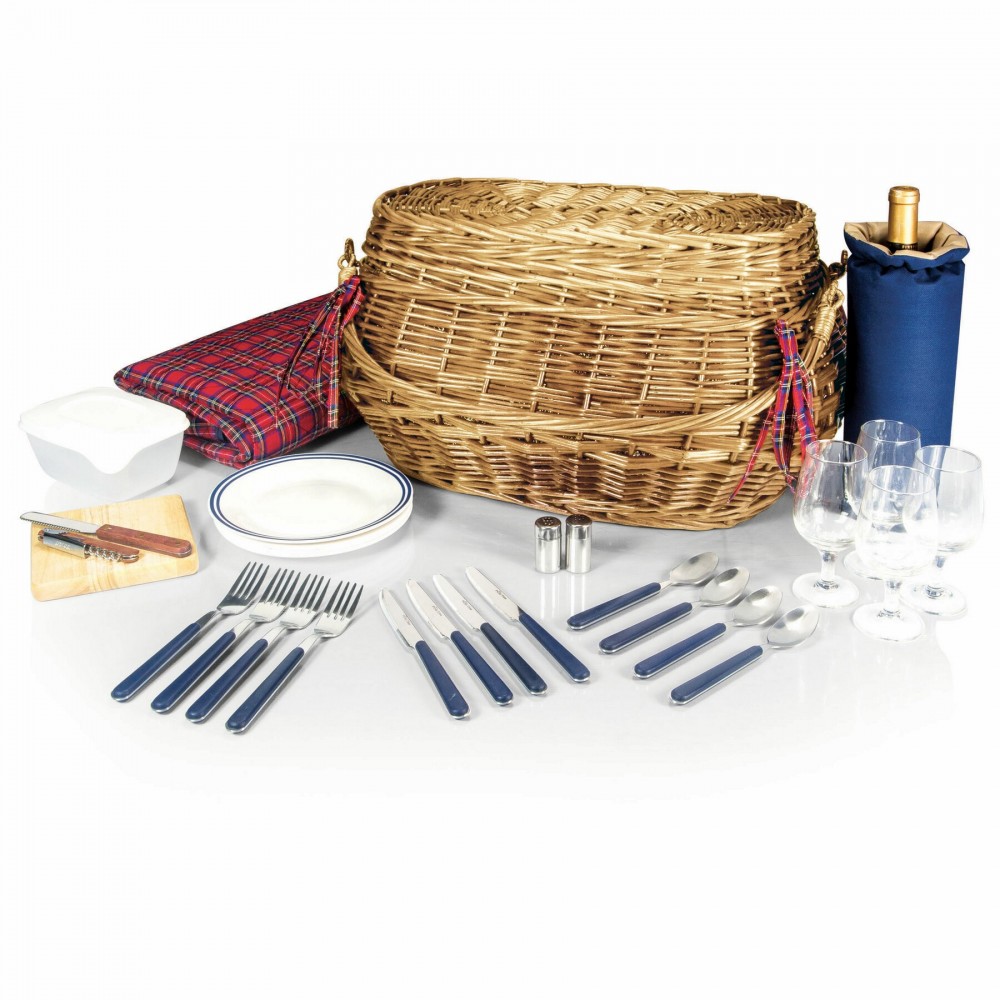 Highlander Picnic Basket w/Service for 4 Custom Imprinted Highlander Picnic Basket w/Service for 4 Custom Imprinted