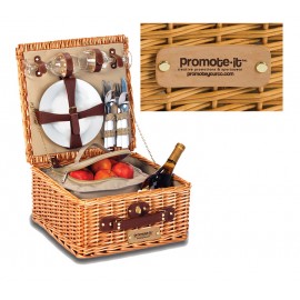 Logo Branded Baxter 2 Person Handmade Picnic Basket  Logo Branded Baxter 2 Person Handmade Picnic Basket