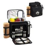 Custom Printed Picnic Set for 2 with Cooler, Coffee Service & Blanket