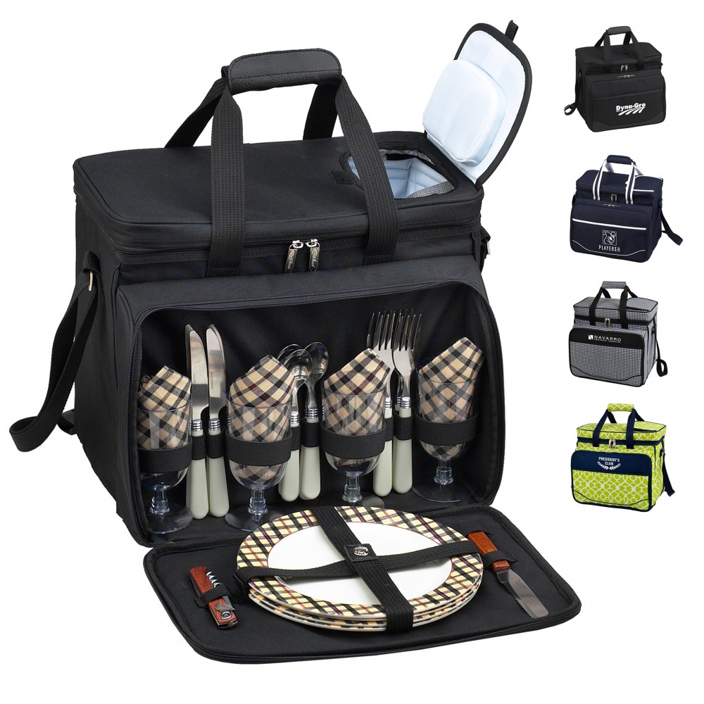 Logo Branded Picnic Set for 4 with Cooler Logo Branded Picnic Set for 4 with Cooler
