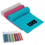 Custom Imprinted Quick Dry Microfiber Cooling Towel In Carabiner Pouch