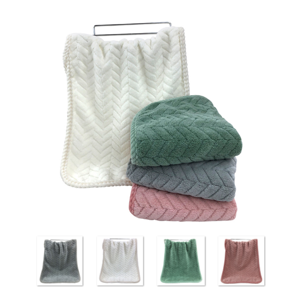 Logo Branded Premium Jacquard Pattern Coral Fleece Hand Towels