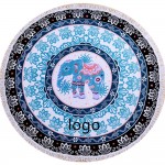 Round Sublimated Beach Towels With Fringe Logo Branded