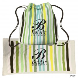 2-In-1 Microfiber Beach Towel Drawstring Bag with Logo