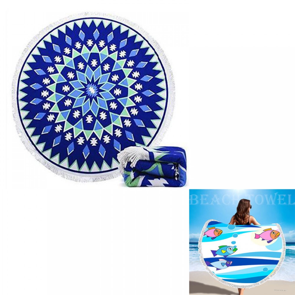 60'' Round Beach Towel Logo Branded 60'' Round Beach Towel Logo Branded