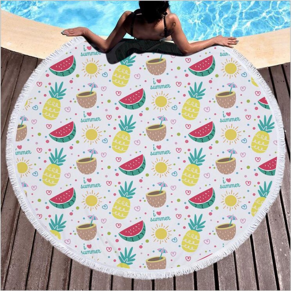 Custom Embroidered 60" Round Beach Throw Tapestry Towel Yoga Mat Tassels Circle Beach Blanket Custom Embroidered 60" Round Beach Throw Tapestry Towel Yoga Mat Tassels Circle Beach Blanket