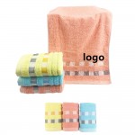 Logo Branded Gift Cotton Hand Towel With Plaid Pattern Border