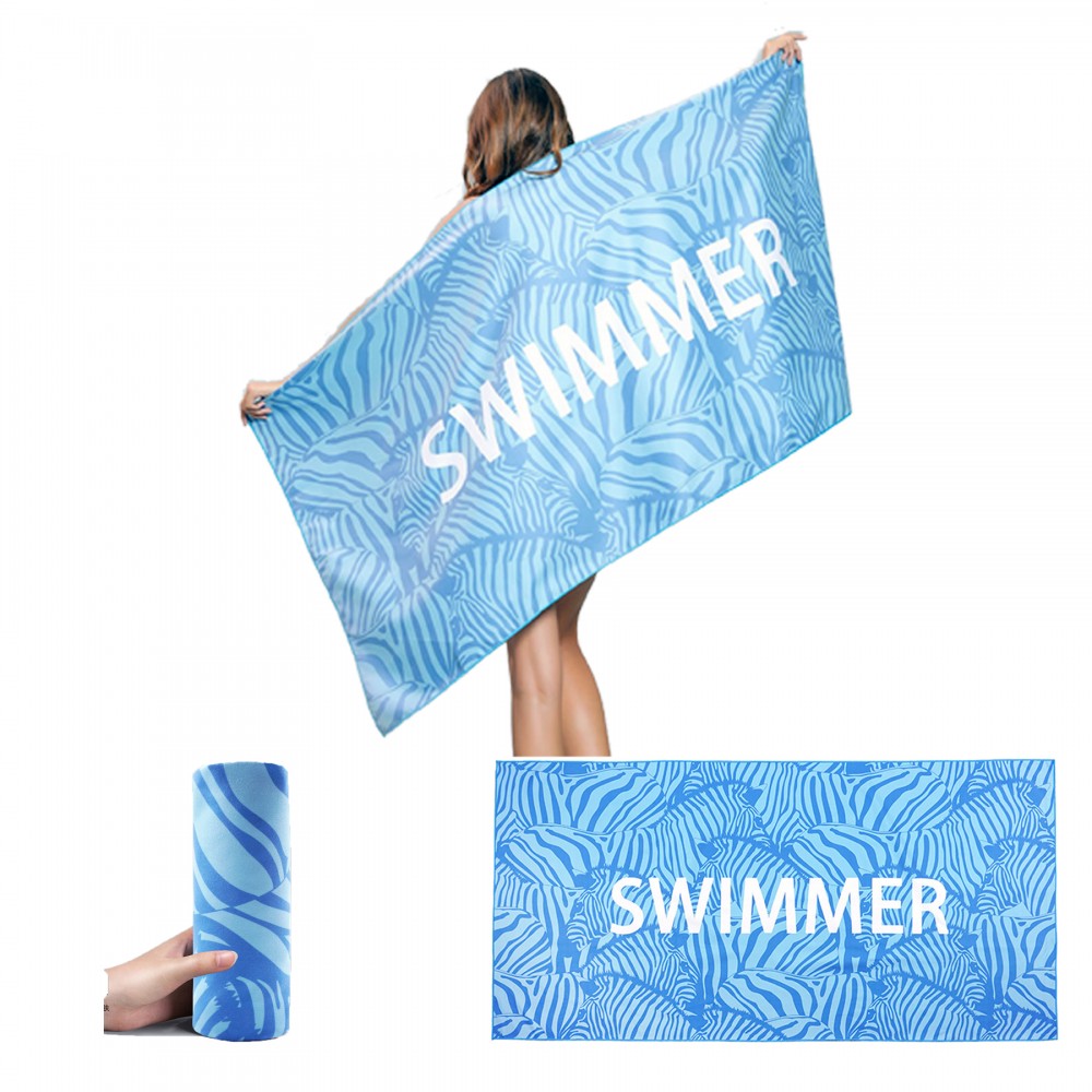 Logo Branded Full Color Microfiber Beach Towel Logo Branded Full Color Microfiber Beach Towel