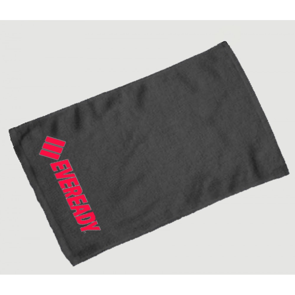 Logo Branded Fingertip Towel Hemmed 11x18 - Black (Imprinted) Logo Branded Fingertip Towel Hemmed 11x18 - Black (Imprinted)