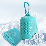 Quick Dry Cooling Towel in Silicone Case Metal Carabiner Custom Imprinted
