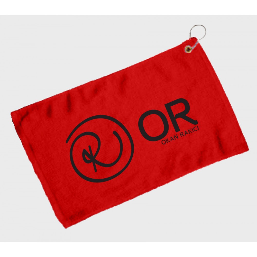 Custom Imprinted Fingertip Towel Hemmed and Grommetted 11x18 - Red (Imprinted) Custom Imprinted Fingertip Towel Hemmed and Grommetted 11x18 - Red (Imprinted)