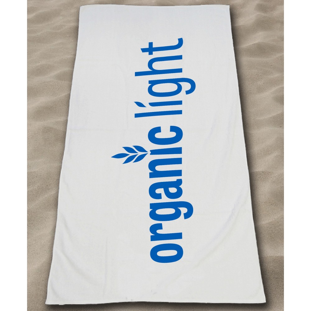 Custom Embroidered Velour Beach Towel White 35X60 (IMPRINTED) Custom Embroidered Velour Beach Towel White 35X60 (IMPRINTED)