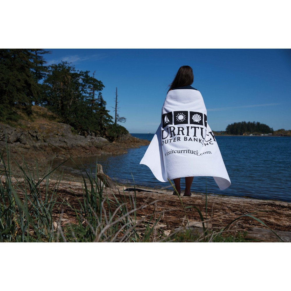 Custom Embroidered Oversized White Beach Towel (Screen Print) Custom Embroidered Oversized White Beach Towel (Screen Print)