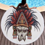 60" Dia Microfiber Skull Round Large Beach Towel for Halloween w/Tassel/Fringe Custom Printed