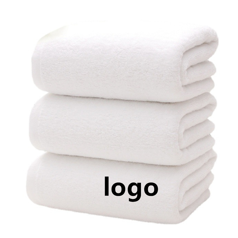 Logo Branded 350G Salon Resort White Cotton Bath Towel