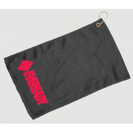 Fingertip Towel Hemmed and Grommetted 11x18 - Black (Imprinted) Custom Imprinted