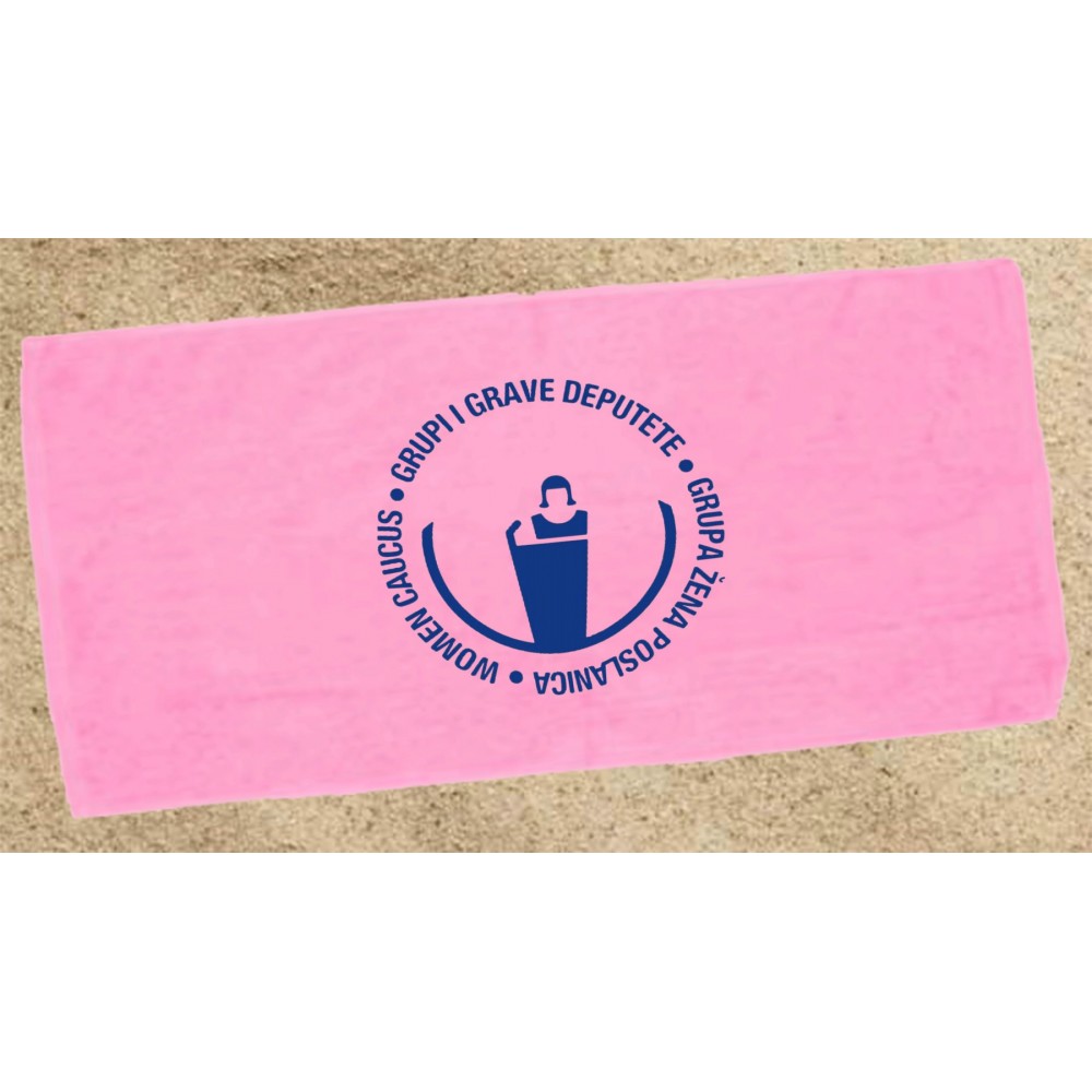 Logo Branded Velour Beach Towel 30X60 - Azalea (IMPRINTED) Logo Branded Velour Beach Towel 30X60 - Azalea (IMPRINTED)