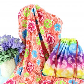 Drawstring Backpack Bath Towel with Logo