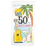35" x 70", 20 lb., Heavyweight White Velour Dobby Hem Beach Towel (Screen Print) Logo Branded