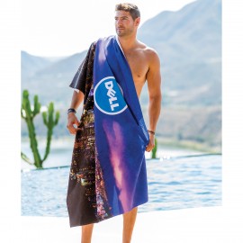 King Size Subli-Plush Velour Beach Towel (White Loops) Logo Branded