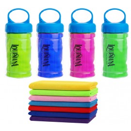 Custom Imprinted Cooling Towel in Carry Bottle w/Clip