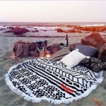 Custom Embroidered Round fringed beach towel