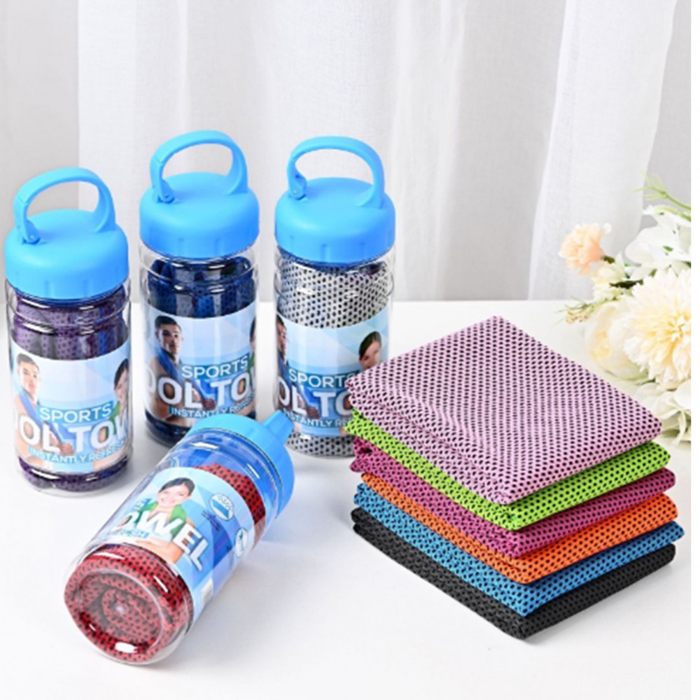 Microfiber Cool Towel for Yoga With Bottle Packing Custom Printed Microfiber Cool Towel for Yoga With Bottle Packing Custom Printed
