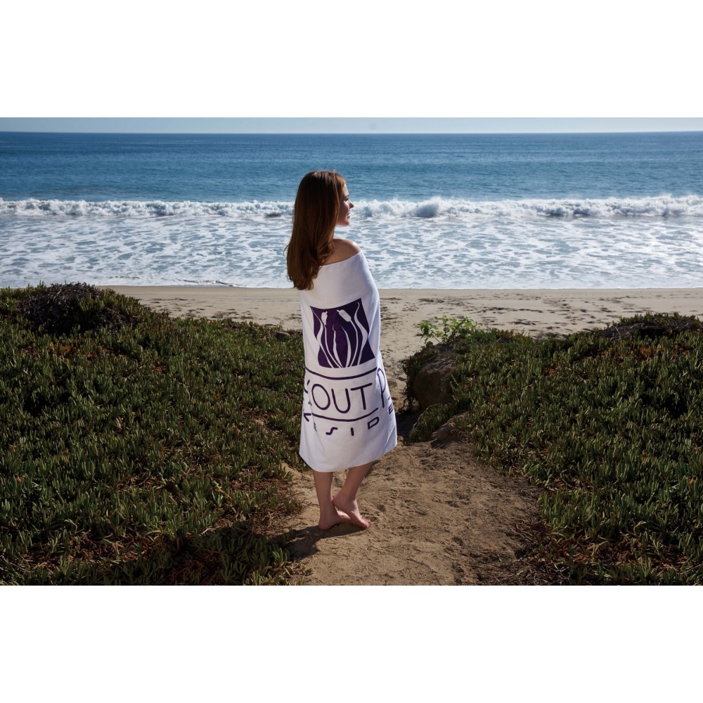 Platinum Collection White Beach Towel (Embroidery) Logo Branded Platinum Collection White Beach Towel (Embroidery) Logo Branded