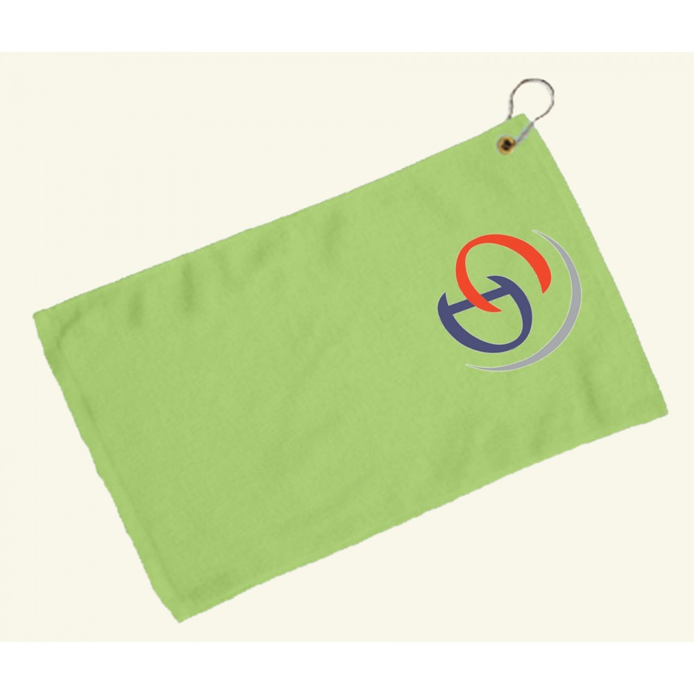 Fingertip Towel Hemmed and Grommetted 11x18 - Lime Green (Imprinted) Custom Imprinted Fingertip Towel Hemmed and Grommetted 11x18 - Lime Green (Imprinted) Custom Imprinted