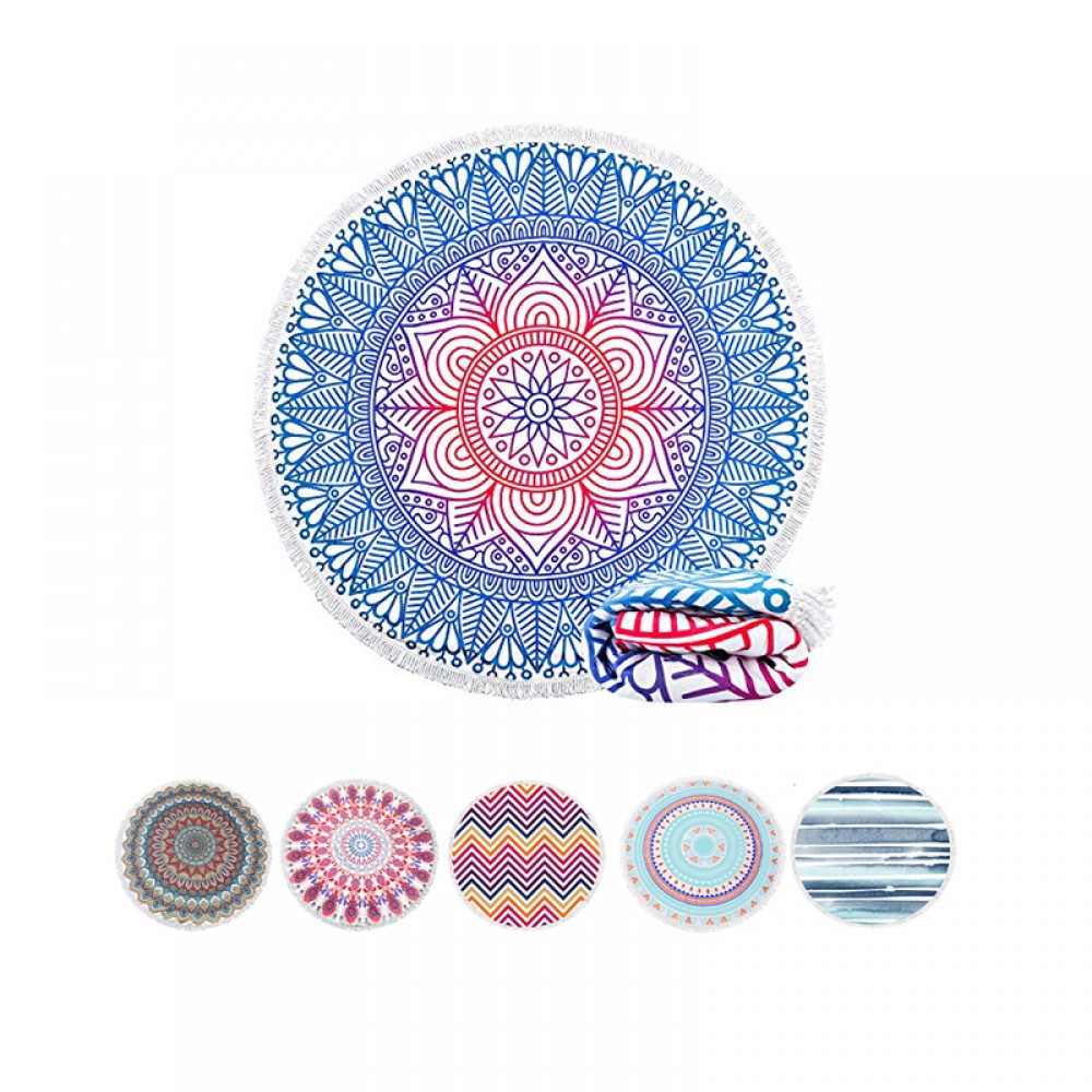 Round Beach Towel w/Fringed Logo Branded Round Beach Towel w/Fringed Logo Branded