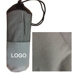 Double-Faced Pile Microfiber Beach Towel in a Mesh Pouch Logo Branded