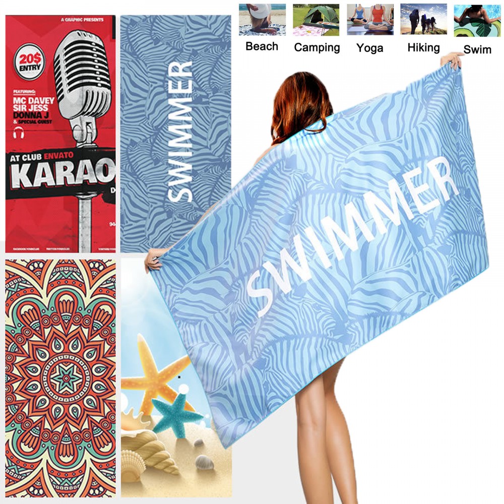 Microfiber Quick Drying Beach Towel 30" x 60" Custom Imprinted Microfiber Quick Drying Beach Towel 30" x 60" Custom Imprinted