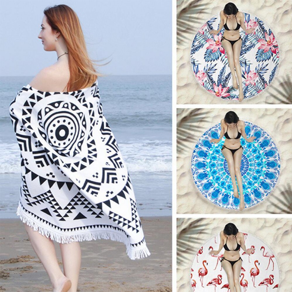 Custom Imprinted Round Beach Towel Blanket Custom Imprinted Round Beach Towel Blanket