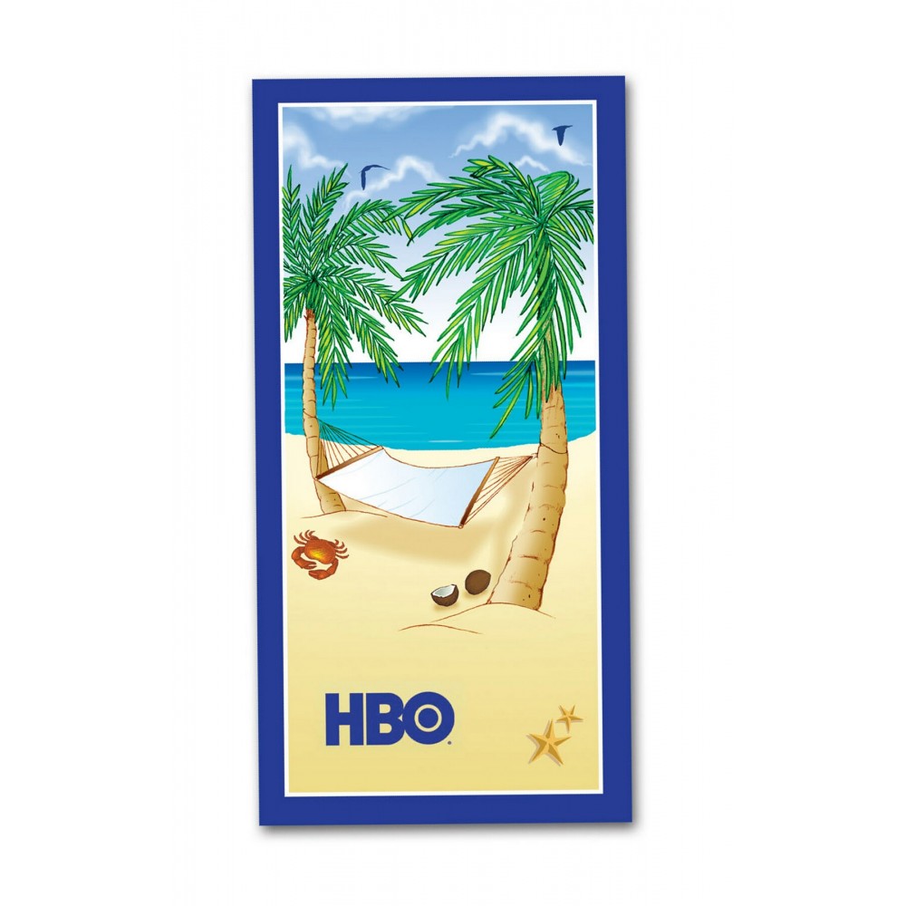 Custom Embroidered 30" x 60", 11 lb., Velour Stock Design Hammock Beach Towel (Screen Print)