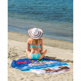 Round Subli-Plush Velour Beach Towel Custom Printed