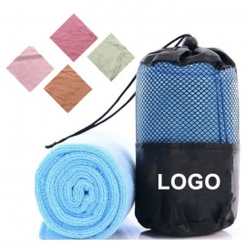 Logo Branded Microfiber Sports Towel w/Mesh Pouch