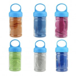 Sport Cooling Towel With Carabiner Bottle Custom Printed