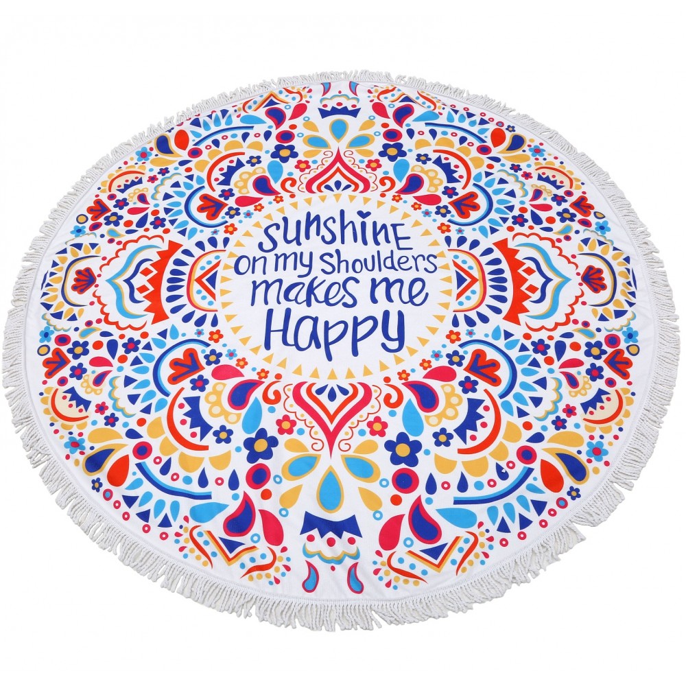 Custom Embroidered Microfiber Round Beach Towel Custom Embroidered Microfiber Round Beach Towel