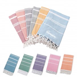 Custom Embroidered Quick Dry Turkish Tassel Beach Towel  Custom Embroidered Quick Dry Turkish Tassel Beach Towel