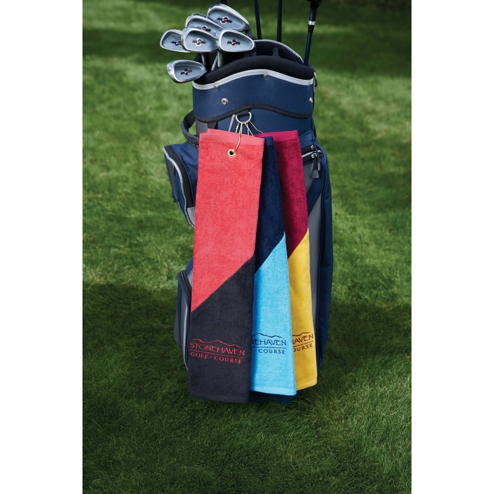 Two Tone Midweight Golf Towel Custom Imprinted Two Tone Midweight Golf Towel Custom Imprinted